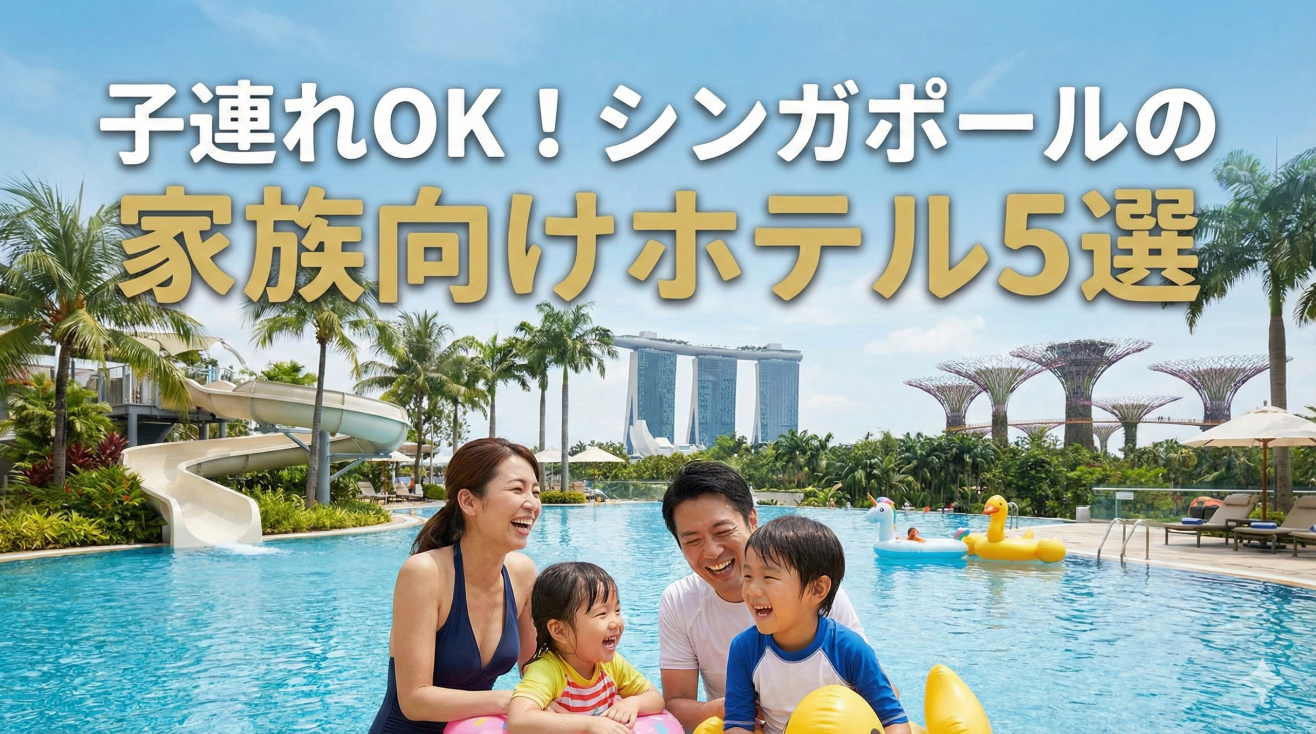 シンガポールのホテルで子どもと過ごす家族の旅行風景